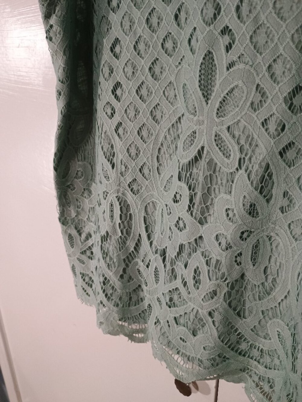 Rewind Mint Green Lace Mock Neck Sleeveless Top XL Boho Crochet Overlay Keyhole - Picture 6 of 9